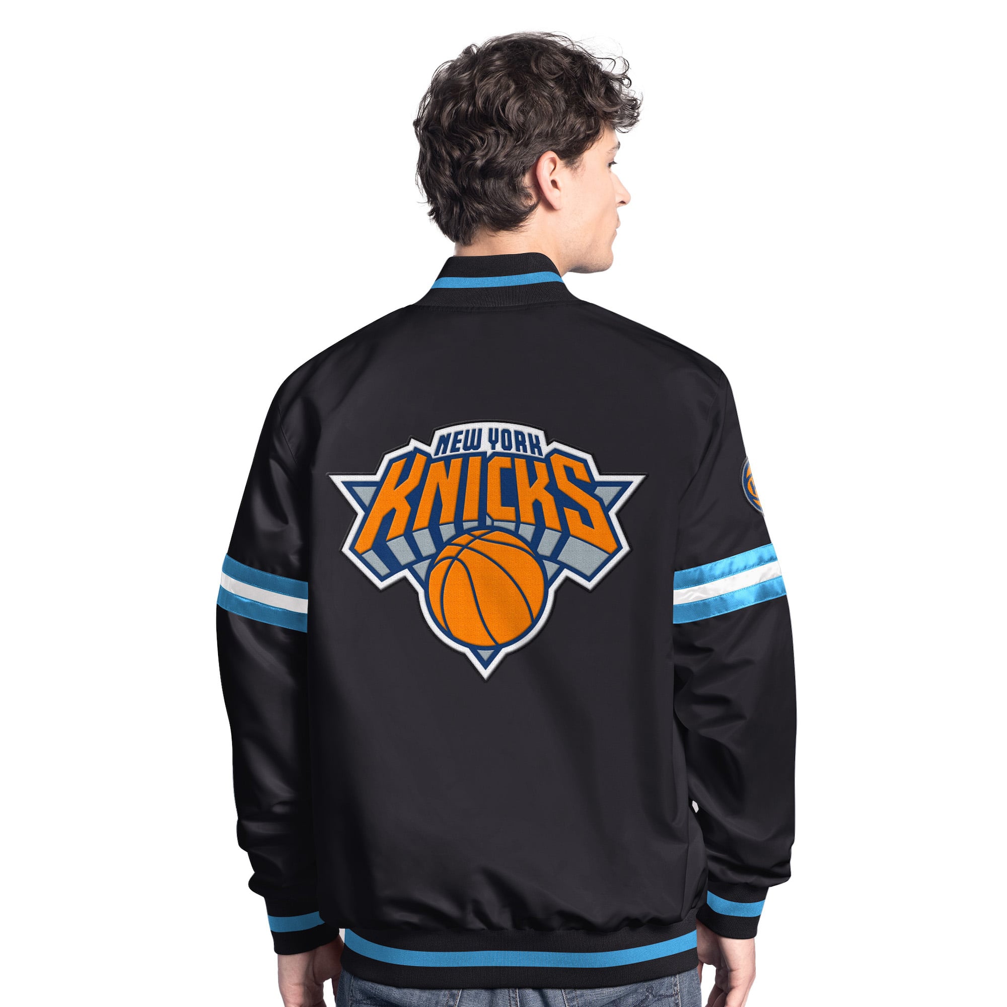 Men's Starter  Black New York Knicks Scout Varsity Full-Snap Jacket